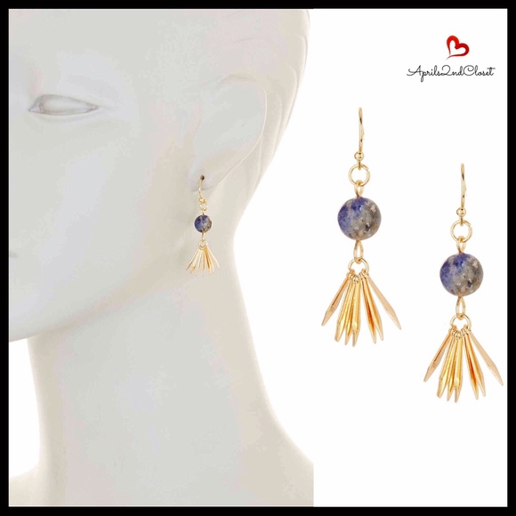 GENUINE LAPIS DAINTY BOHO TASSEL EARRINGS A2C - Picture 3 of 8